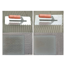 Load image into Gallery viewer, Llana dentada 36x13 cm con mango de goma - Diente Inclinado