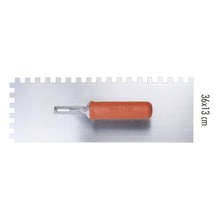 Load image into Gallery viewer, Llana dentada 36 x 13 cm con mango de goma - Diente V